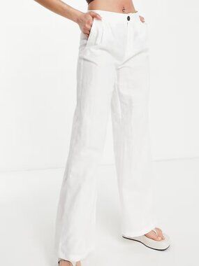 Bershka White Linen Pants